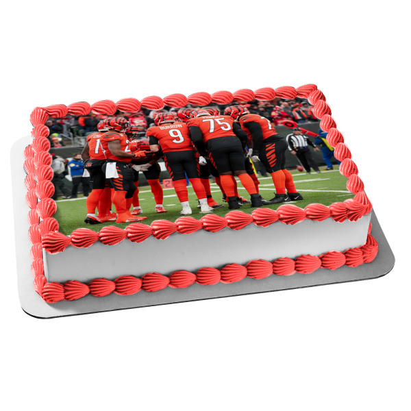 Super Bowl LVI 2022 Cincinnati Bengals Team Huddle Edible Cake Topper Image ABPID55399