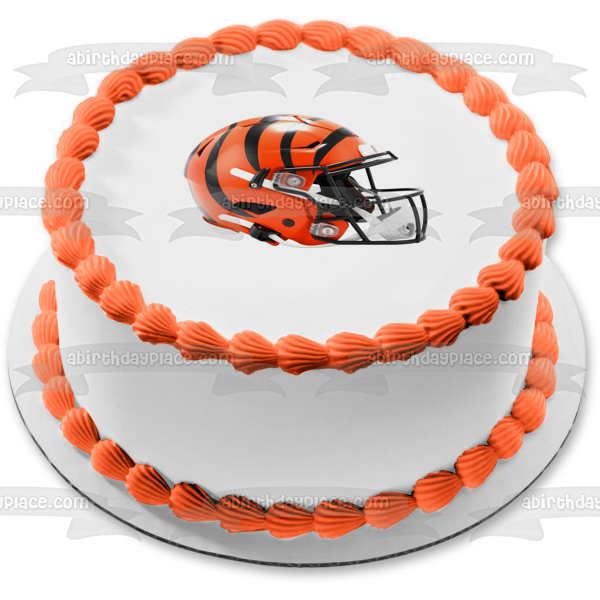 Super Bowl LVI 2022 Cincinnati Bengals Football Helmet Edible Cake Topper Image ABPID55395