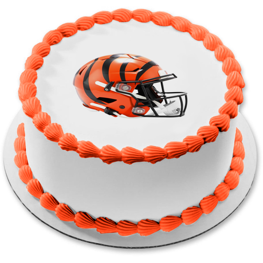 Imagen comestible para tarta con casco de fútbol americano de los Cincinnati Bengals ABPID55395 