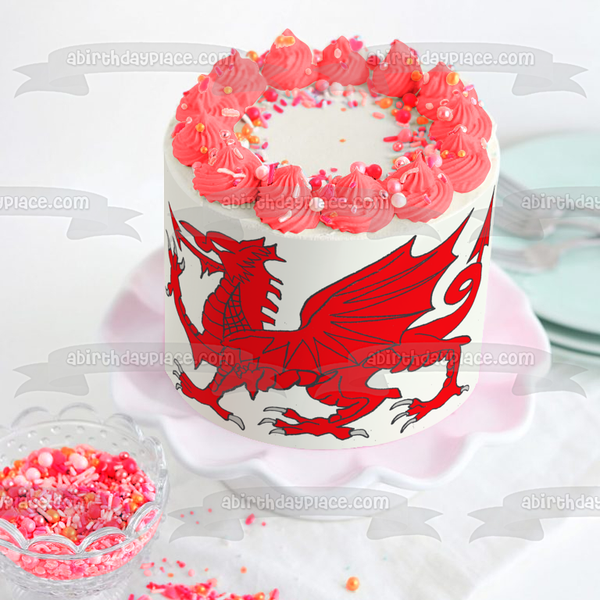National Flag of Wales Welsh Dragon Edible Cake Topper Image ABPID07989