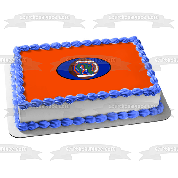 Florida Gators Logo NFL with an Orange Background Edible Cake Topper Image ABPID07895