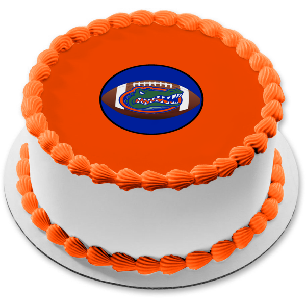 Florida Gators Logo NFL with an Orange Background Edible Cake Topper Image ABPID07895