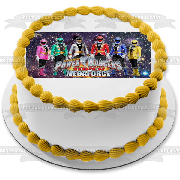 Power Rangers Super Megaforce Troy Emma Jake Gia Noah and Robo Edible Cake Topper Image ABPID08123