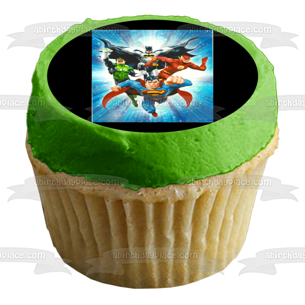 Justice League Superman Batman Green Lantern and the Flash Edible Cake Topper Image ABPID08125