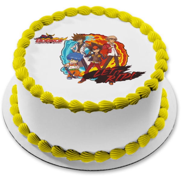 Beyblade Shogun Steel Let It Rip Edible Cake Topper Image ABPID08145