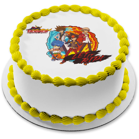 Beyblade Shogun Steel Let It Rip Edible Cake Topper Image ABPID08145