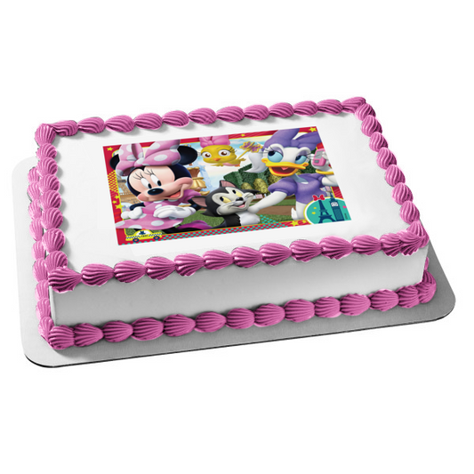 Minnie Mouse Daisy Duck France Bird and a Cat Edible Cake Topper Image ABPID08157