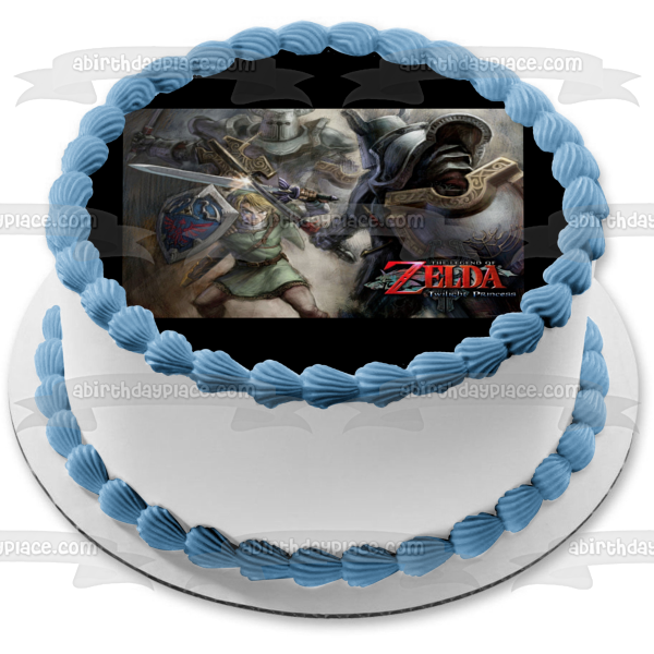 The Legend of Zelda Twilight Princess Link Sword and a Sheild Edible Cake Topper Image ABPID08165