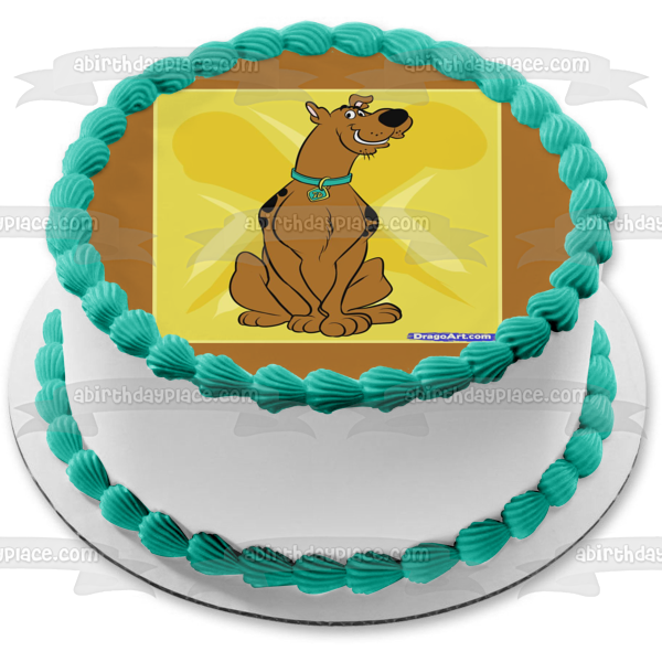 Scooby-Doo Yellow Background Edible Cake Topper Image ABPID08410
