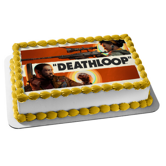Decoración comestible para tarta Deathloop Colt Vahn Juliana Blake Imagen ABPID55409 