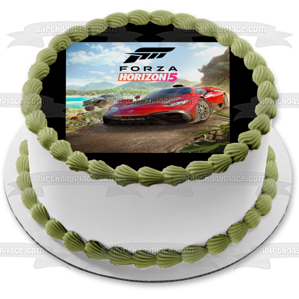Forza Horizon 5 Red Race Car Edible Cake Topper Image ABPID55416