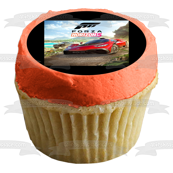 Forza Horizon 5 Red Race Car Edible Cake Topper Image ABPID55416