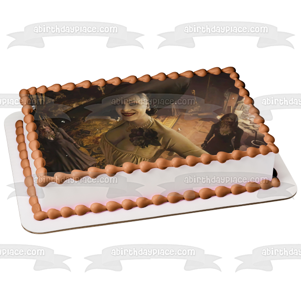 Village Resident Evil Lady Dimitrescu Edible Cake Topper Image ABPID55 – A Birthday Place