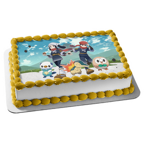 Pokémon Legends: Arceus Rowlet Cyndaquil Oshawatt Akari Rei Edible Cake Topper Image ABPID55475