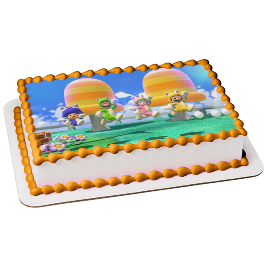 Super Mario 3D World Luigi Princesa Peach Sapo Adorno comestible para tarta Imagen ABPID55428 