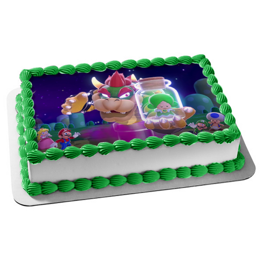Super Mario 3D World Princess Peach Toad Luigi Bowser Edible Cake Topper Image ABPID55430