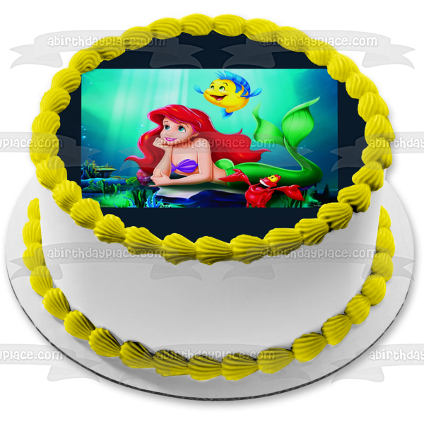 Disney the Little Mermaid Ariel Flounder Sebastian Edible Cake Topper Image ABPID08292