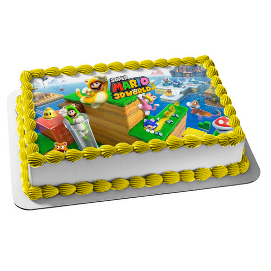 Super Mario 3D World Sapo Luigi Princesa Peach Adorno comestible para tarta Imagen ABPID55431 