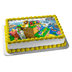 Super Mario 3D World  Toad Luigi Princess Peach Edible Cake Topper Image ABPID55431