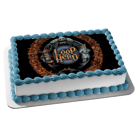 Imagen comestible para decoración de tarta con el logotipo del juego Loop Hero ABPID55435 