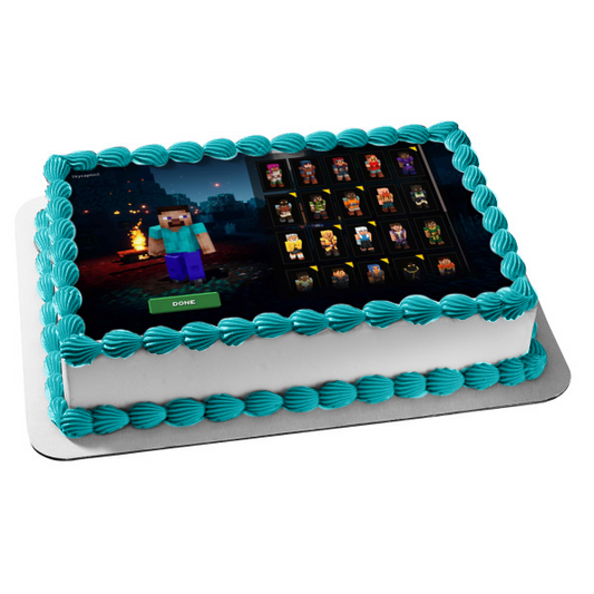 Minecraft Dungeons Steve and Other Assorted Skins Edible Cake Topper Image ABPID55485
