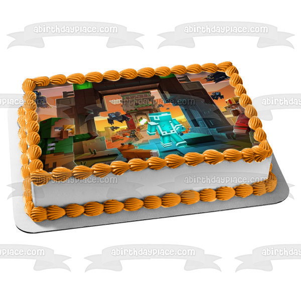 Minecraft Dungeons Assorted Skins Edible Cake Topper Image ABPID55486