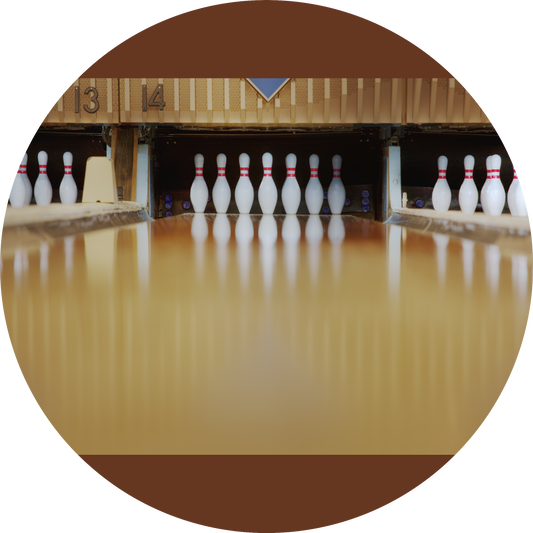 Bowling Pins on a Bowling Alley Edible Cake Topper Image ABPID55493