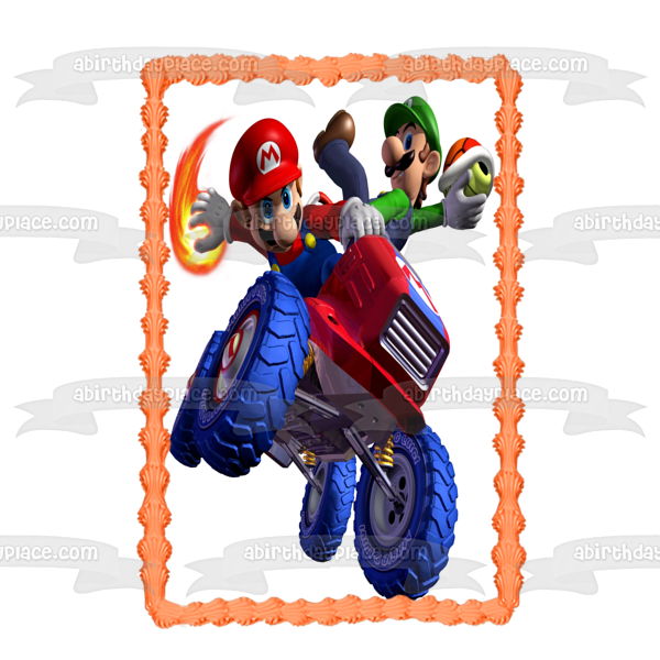 Mario Kart 8 Luigi and Mario Edible Cake Topper Image ABPID55446