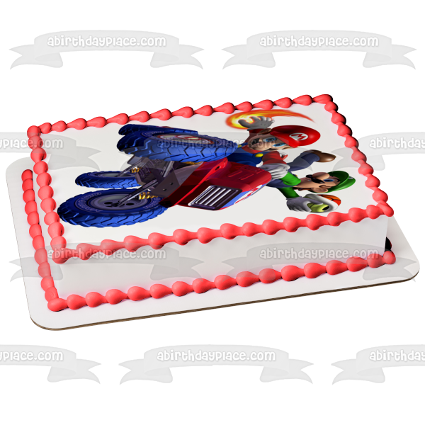 Mario Kart 8 Luigi and Mario Edible Cake Topper Image ABPID55446