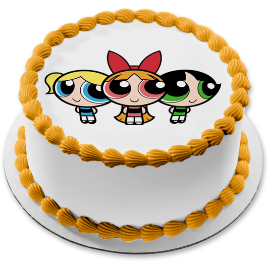 Adorno comestible para tarta con burbujas de flores y burbujas de las Power Puff Girls, imagen ABPID08334 