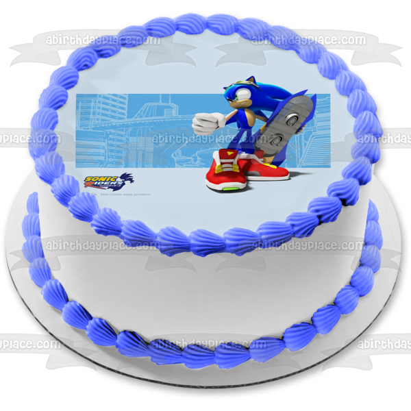 Sonic the Hedgehog Sonic Riders Skateboard Edible Cake Topper Image ABPID08463