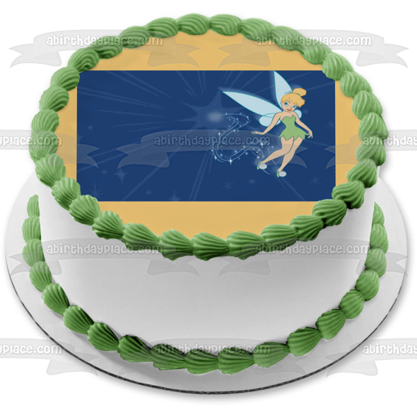 Disney Tinkerbell Flying Stars Edible Cake Topper Image ABPID08342