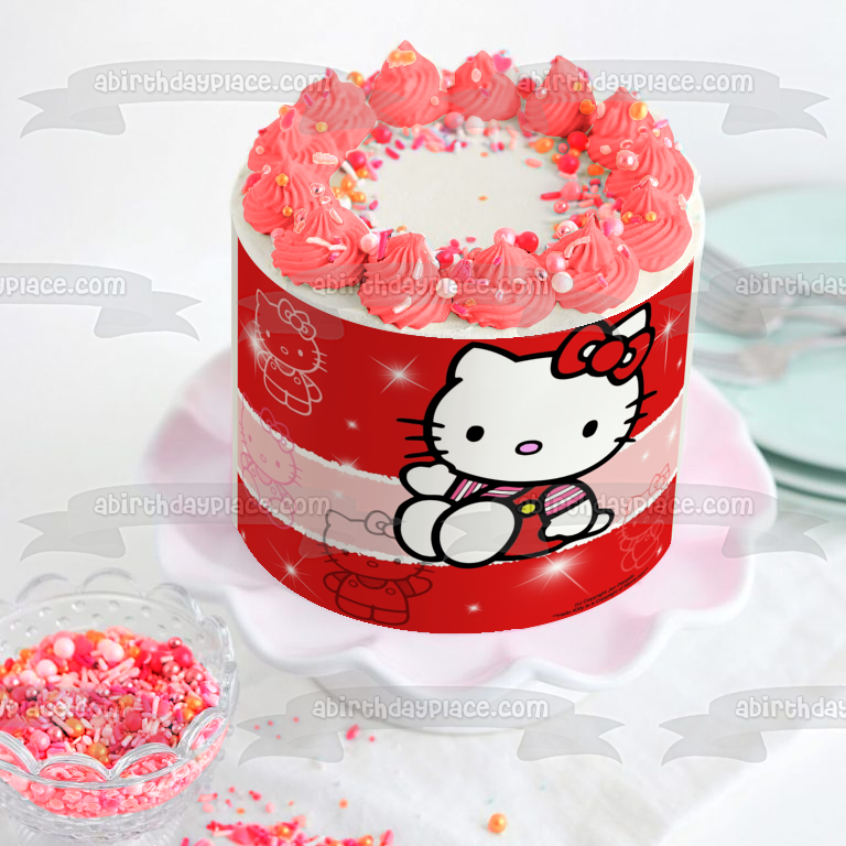 Adorno comestible para tarta con lazo rojo de Hello Kitty, imagen ABPI ...