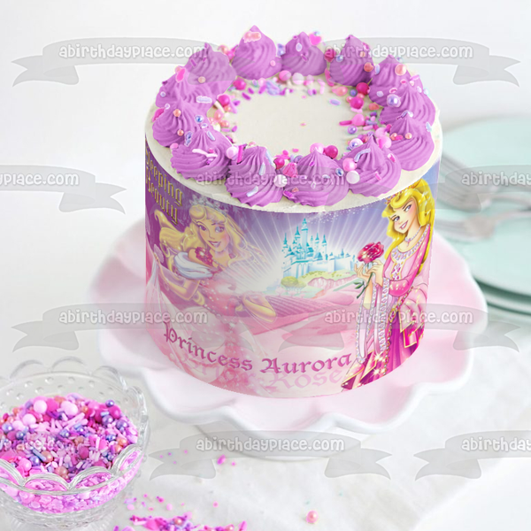 Disney Princess Aurora Sleeping Beauty Castle Edible Cake Topper Image ABPID08470