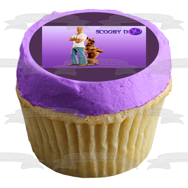 Scooby Doo Fred Purple Background Edible Cake Topper Image ABPID08356