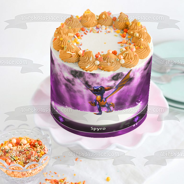 Skylanders Spyro's Adventure Purple Background Edible Cake Topper Image ABPID08484