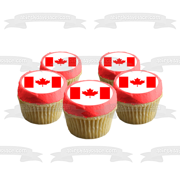 The Canadian Flag Maple Leaf Edible Cake Topper Image ABPID08386