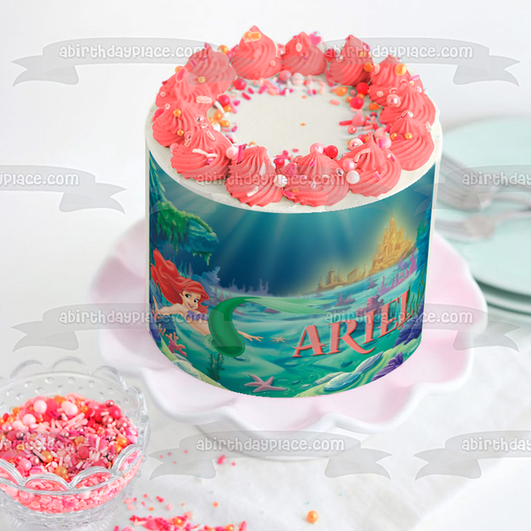 Disney Princess Ariel Under the Sea Castle Edible Cake Topper Image ABPID08499