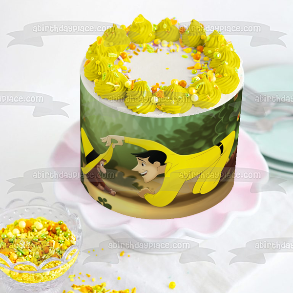 Curious George and the Man In the Yellow Hat Edible Cake Topper Image ABPID08390
