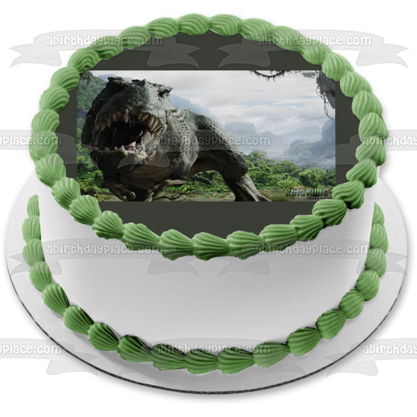 King Kong Grey Dinosaur Trees Clouds Edible Cake Topper Image ABPID08517