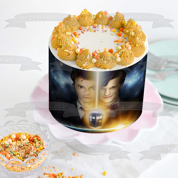 Doctor Who Tardis Eleventh Doctor Tenth Doctor Edible Cake Topper Image ABPID08529