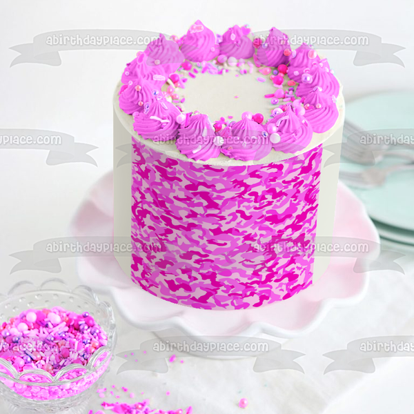Pink Camouflage Camo Background Edible Cake Topper Image ABPID08789
