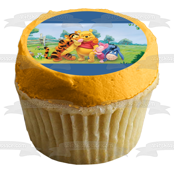 Disney Winnie the Pooh Eeyore Piglet Tigger Trees Fence Edible Cake Topper Image ABPID08554