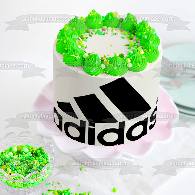 Adidas Logo Black Edible Cake Topper Image ABPID08661