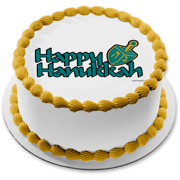Happy Hanukkah Dreidel Green Yellow Letters Nes Gadol Haya Sham Edible – A  Birthday Place