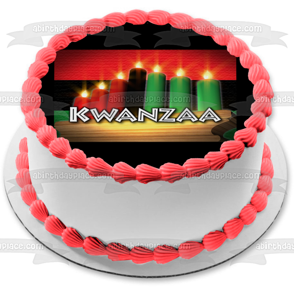 Kwanzaa Candles Red Black Green Edible Cake Topper Image ABPID09034