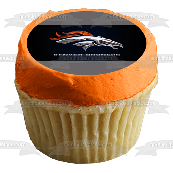 The Denver Broncos Steel Logo Professional American Football Club Denver Colorado NFL Edible Cake Topper Image ABPID09037