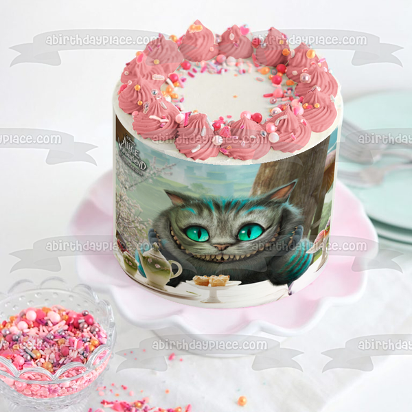 Disney Alice In Wonderland Cheshire Cat Tea Party Edible Cake Topper Image ABPID09056