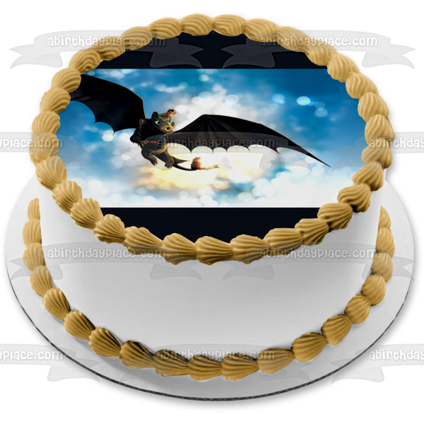 How to Train Your Dragon Hiccup Toothless Flying Sky Edible Cake Topper Image ABPID09085