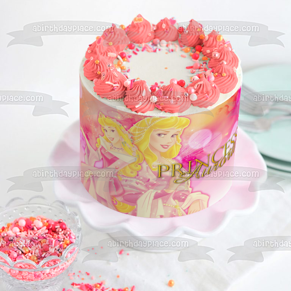 Disney Princess Aurora Sleeping Beauty Pink Dress Edible Cake Topper Image ABPID09087